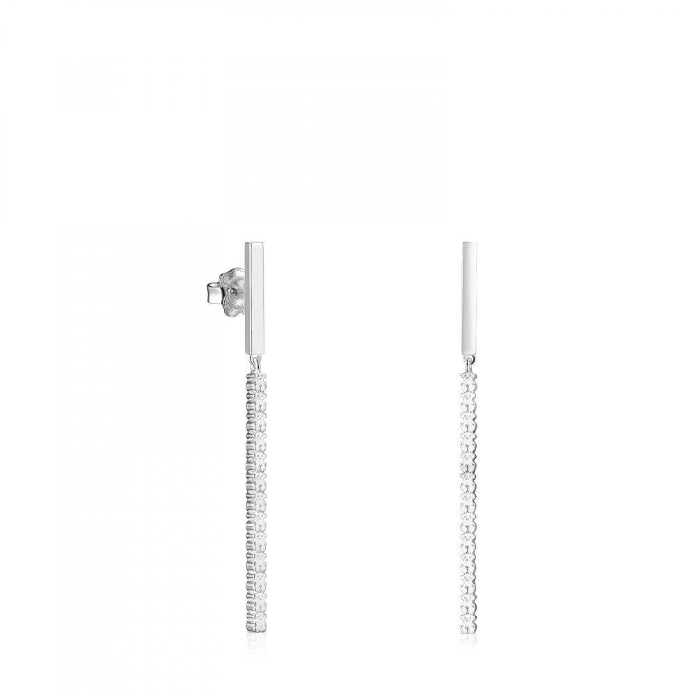 Tous Long Straight bar Earrings in Silver 912723570
