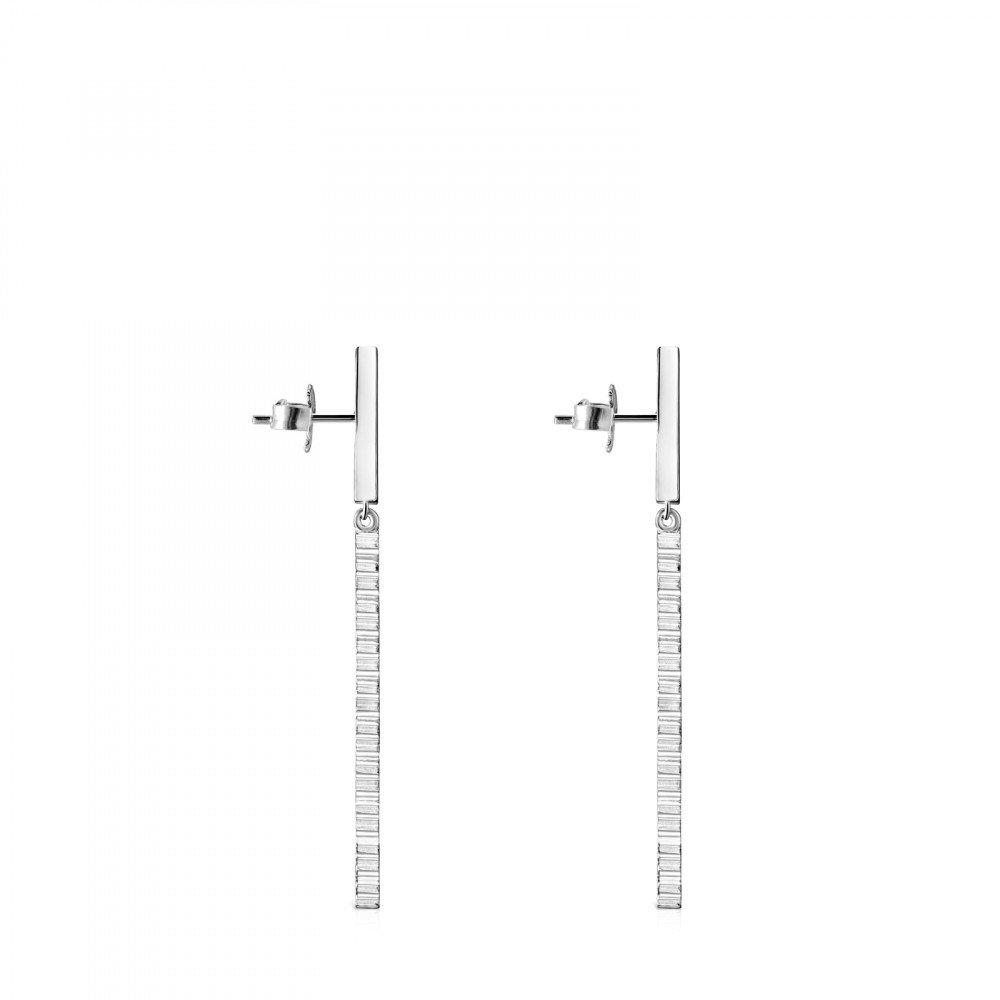 Tous Long Straight bar Earrings in Silver 912723570