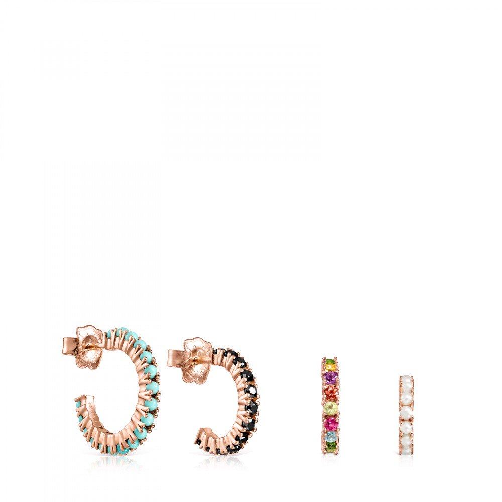Tous Pack of Rose Gold Vermeil Straight Earrings with Gemstones 912726 –