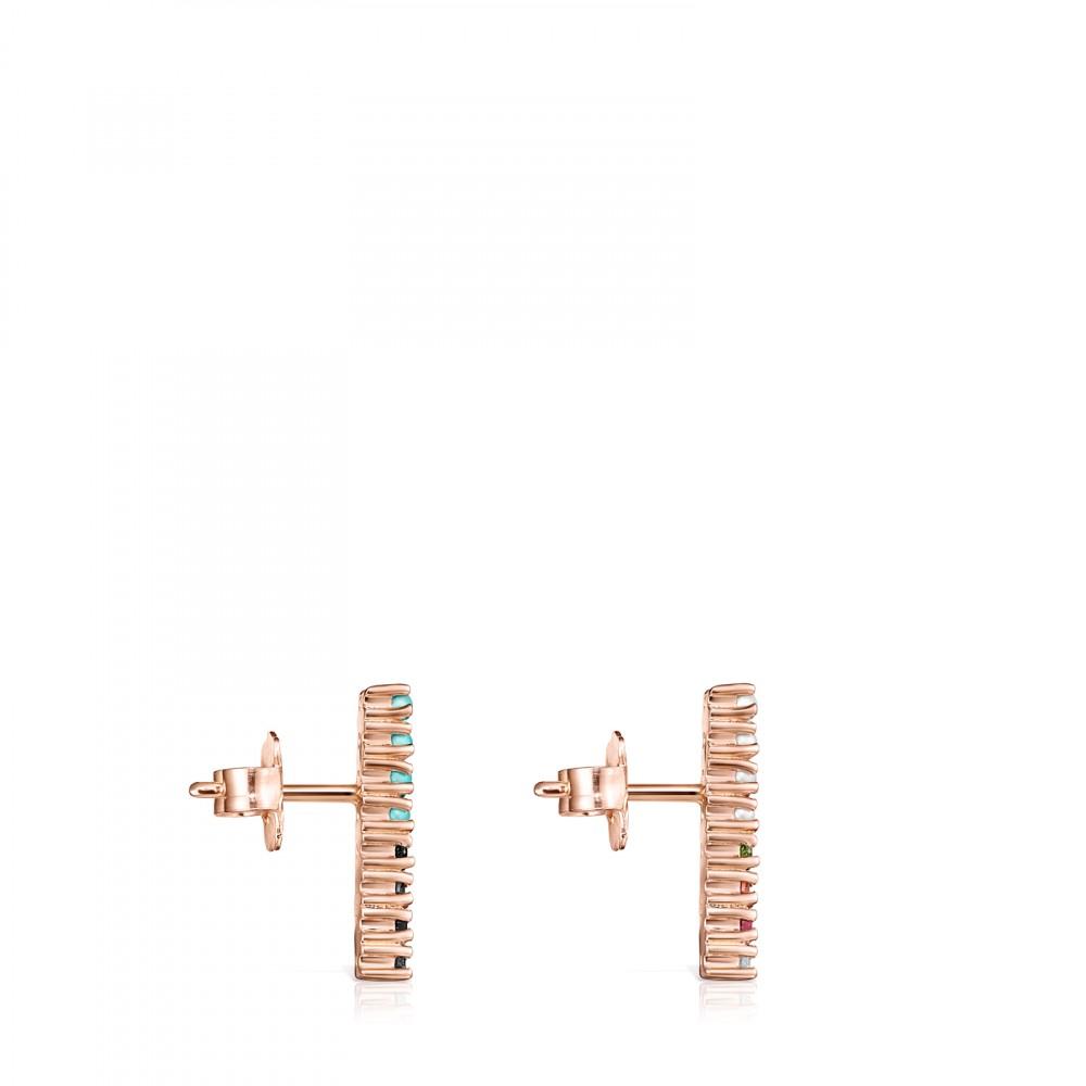 Tous Rose Gold Vermeil Straight bar Earrings with Gemstones 912726520