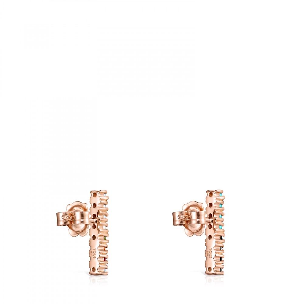 Tous Rose Gold Vermeil Straight bar Earrings with Gemstones 912726520
