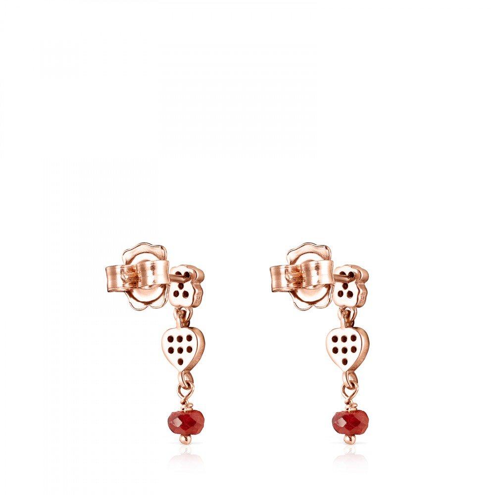 Tous Short rose Gold Vermeil Motif Earrings with Spinels and Ruby 914933590