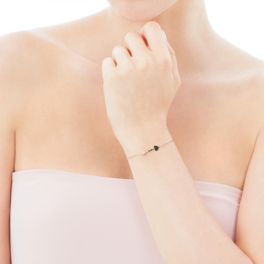 Tous Rose Gold Vermeil San Valentín key Bracelet with Gemstones 915301530