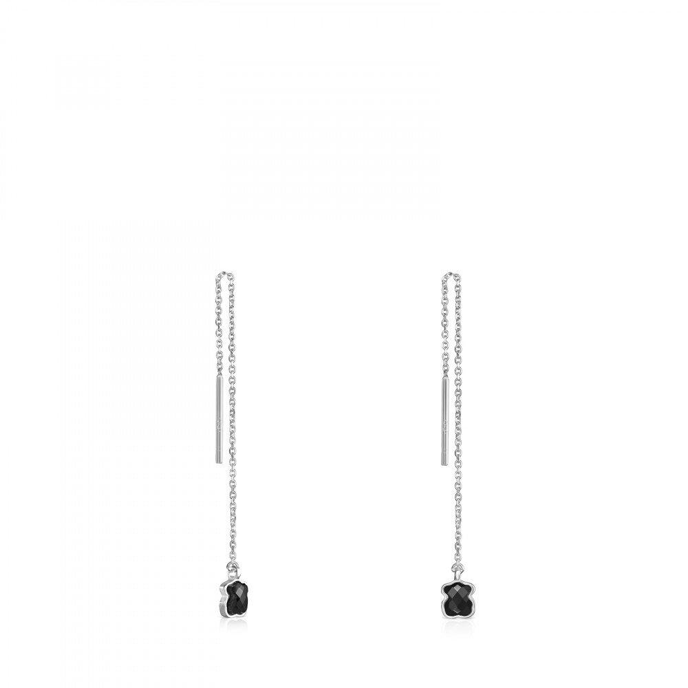 Tous Long Mini Onix - Color Earrings in Silver with Onyx 918453590 –