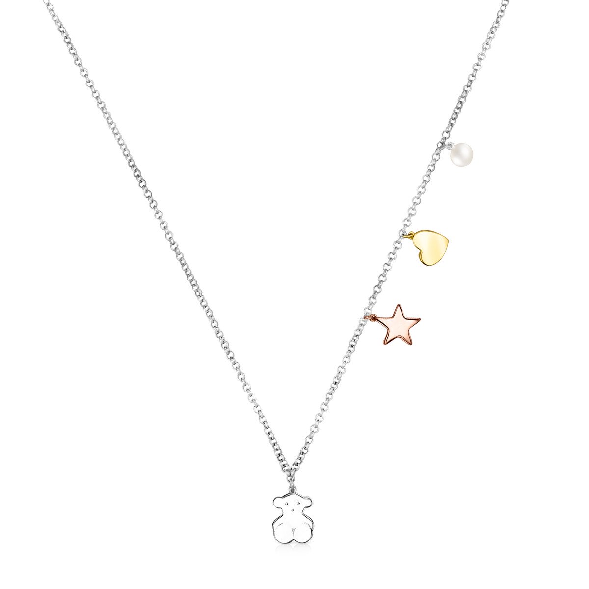Tous Silver Sweet Dolls Necklace with Gold Vermeil, rose Gold Vermeil –