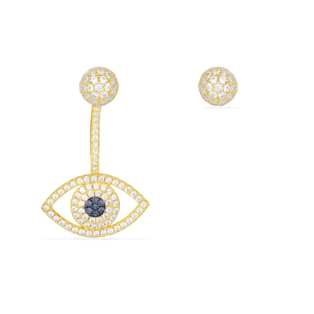 APM Asymmetric Yellow Silver Lucky Eye Earring AE9007OXY