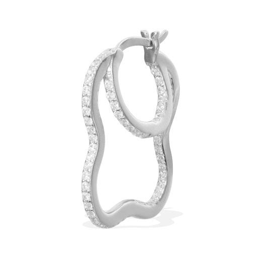 APM Mono Asymmetric Double Hoop Pendant Earring - Silver AE9794OX