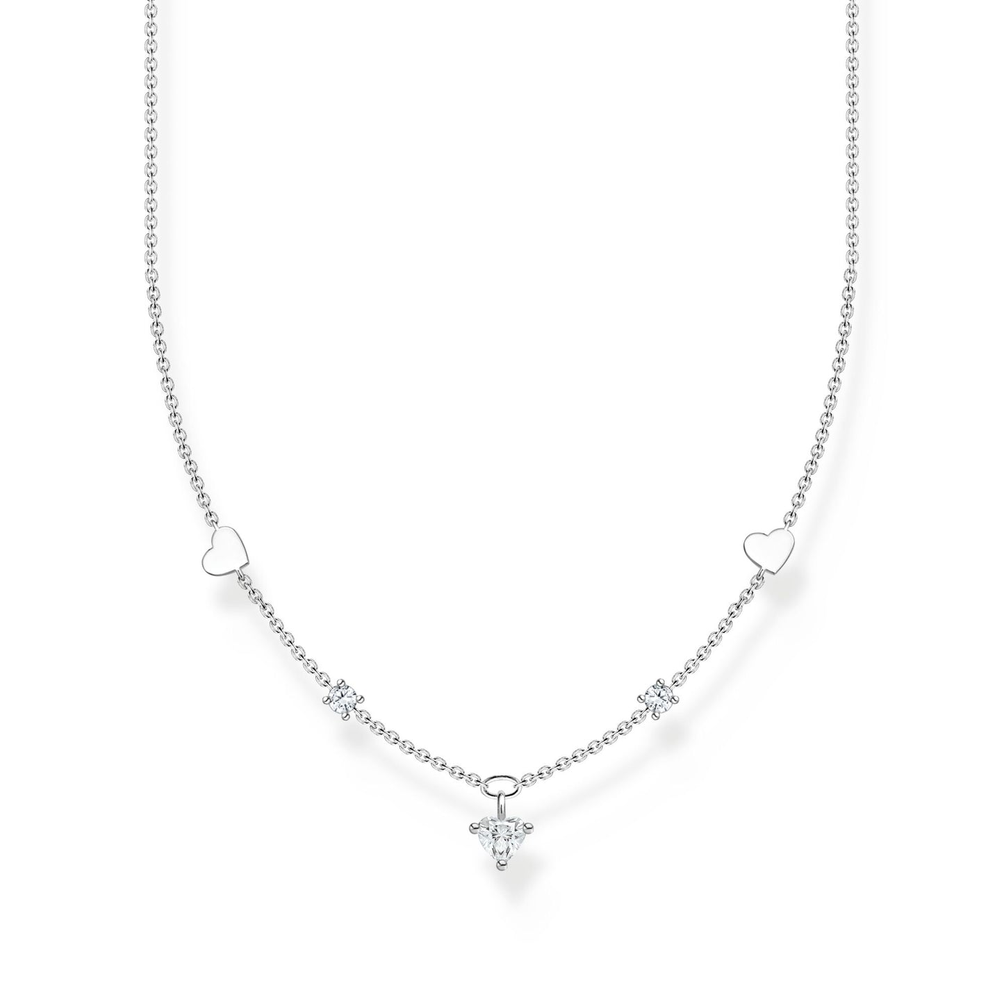 Thomas Sabo Necklace With Hearts And White Stones Silver KE2154-051-14-L42V