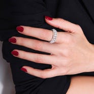 Double Paved Hoop Ring With Pearls - Silver A19868XPL