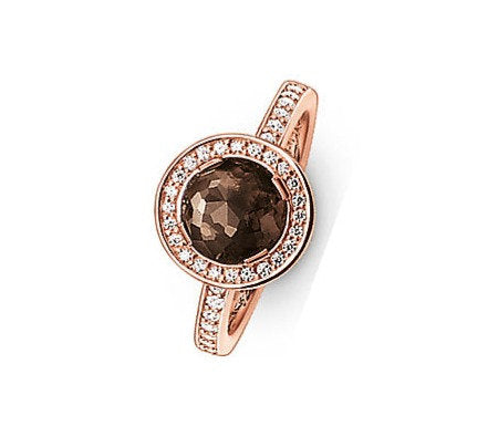 Thomas Sabo Silver Rose Gold with Smoky Quartz Ring - TR1971-441-2-54