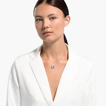 Swarovski Dancing Swan Necklace, Blue, Rhodium plated 5533397