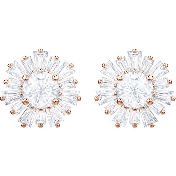 Swarovski Sunshine Pierced Earrings, White, Rose Gold Plating 5459597