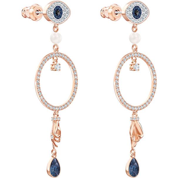 Swarovski Symbolic Hoop Pierced Earrings, Multi-colored, Rose-gold Tone Plated 5500642
