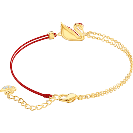 Swarovski Iconic Swan Bracelet, Red, Gold-tone Plated 5465403