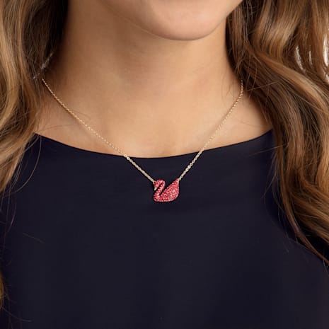 Swarovski Iconic Swan Pendant, Red, Gold-tone Plated 5465400