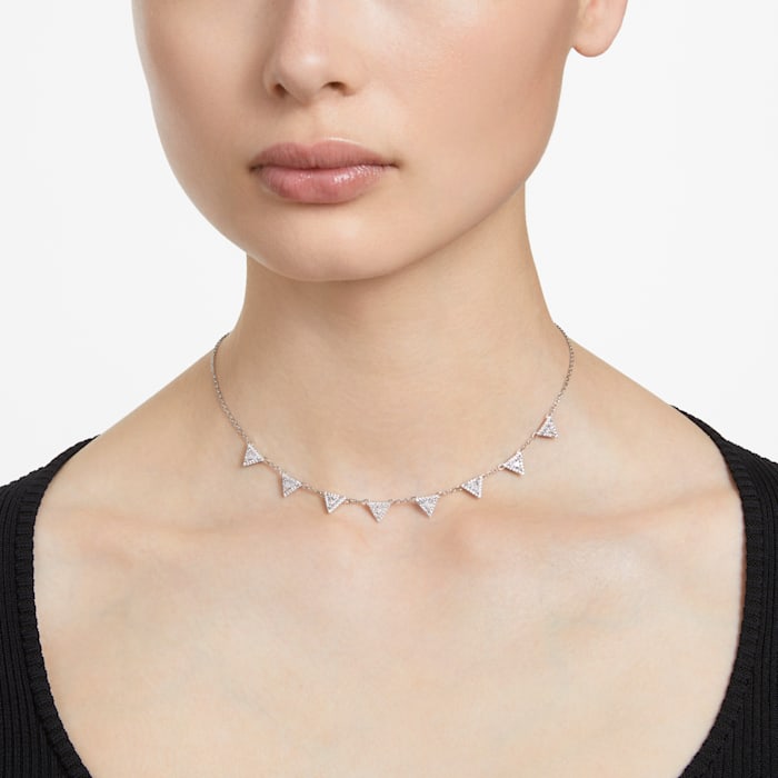 Swarovski Ortyx necklace Triangle cut, White, Rhodium plated 5643021