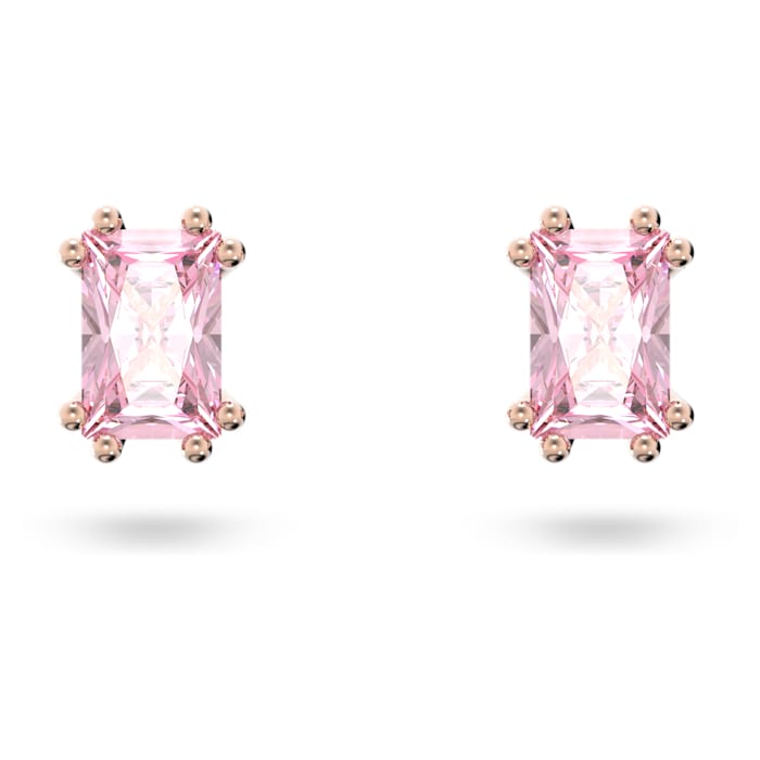 Swarovski Stilla stud earrings Cushion cut, Pink, Rose gold-tone