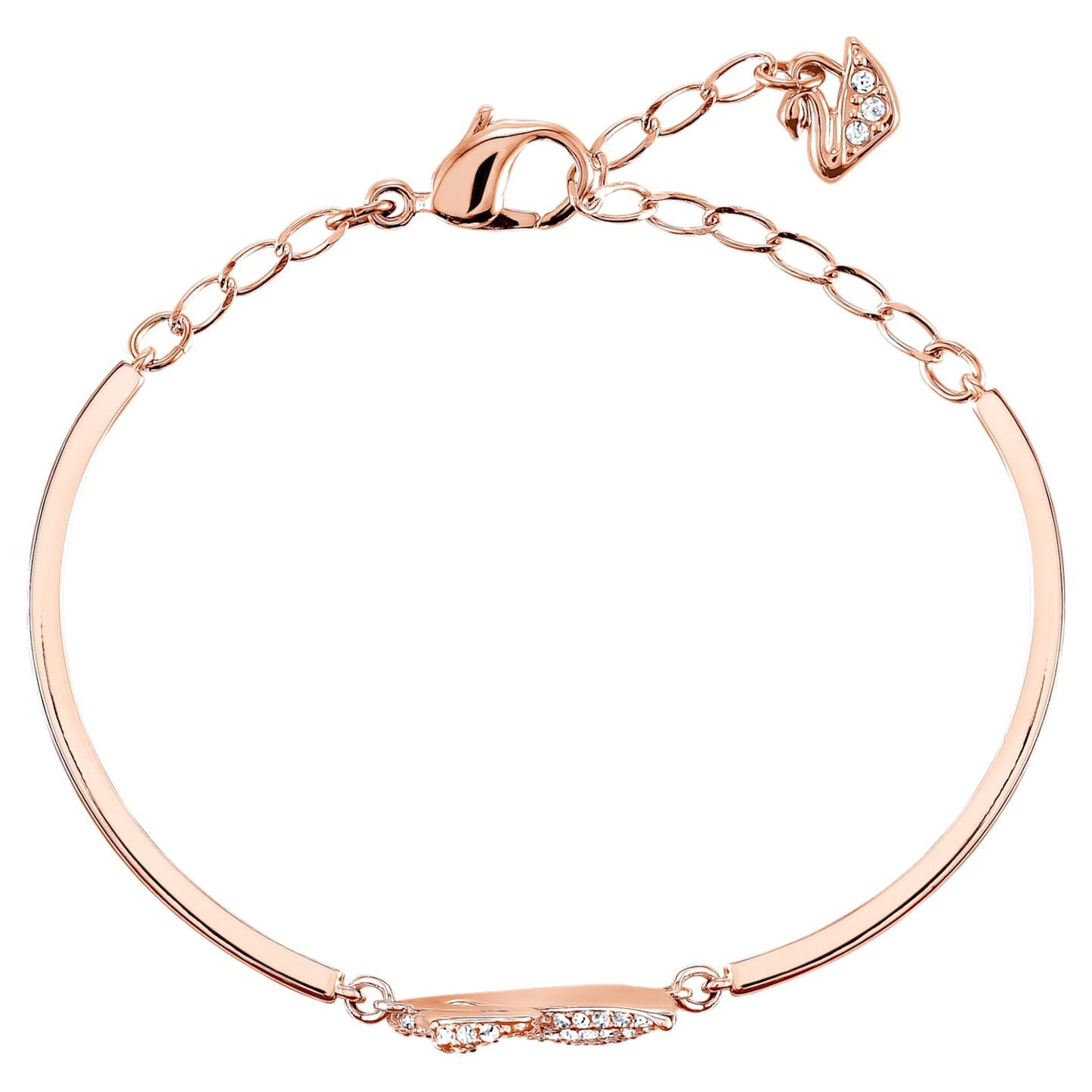 Swan Bangle, White, Rose-gold tone plated 5142752