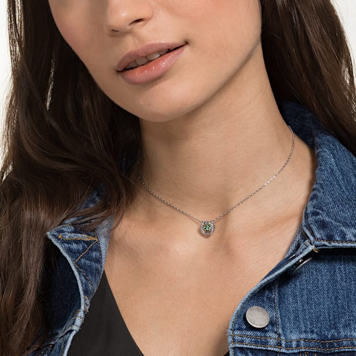 Swarovski Sparkling Dance Necklace, Green, Rhodium plated 5496308