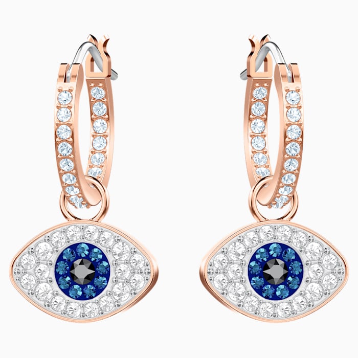 Swarovski Symbolic Evil Eye Hoop Pierced Earrings, Multi-colored, Rose gold plating 5425857