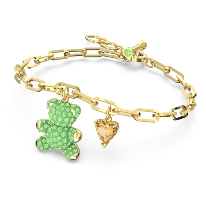 Swarovski Teddy bracelet Bear, Green, Gold-tone plated 5642977