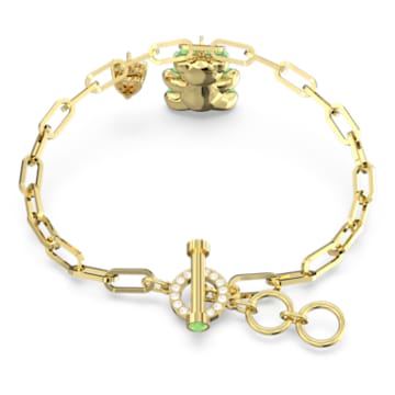 Swarovski Teddy bracelet Bear, Green, Gold-tone plated 5642977