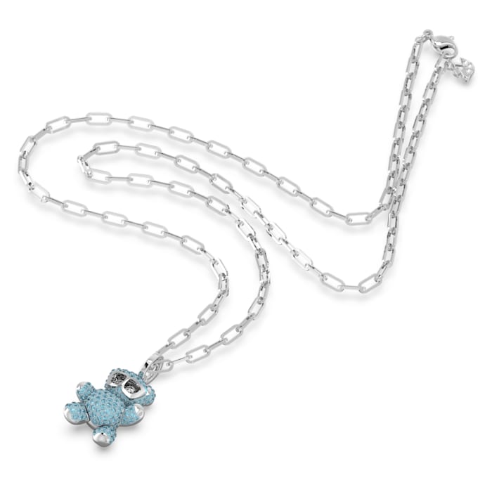 Swarovski Teddy pendant Bear, Blue, Rhodium plated 5642979
