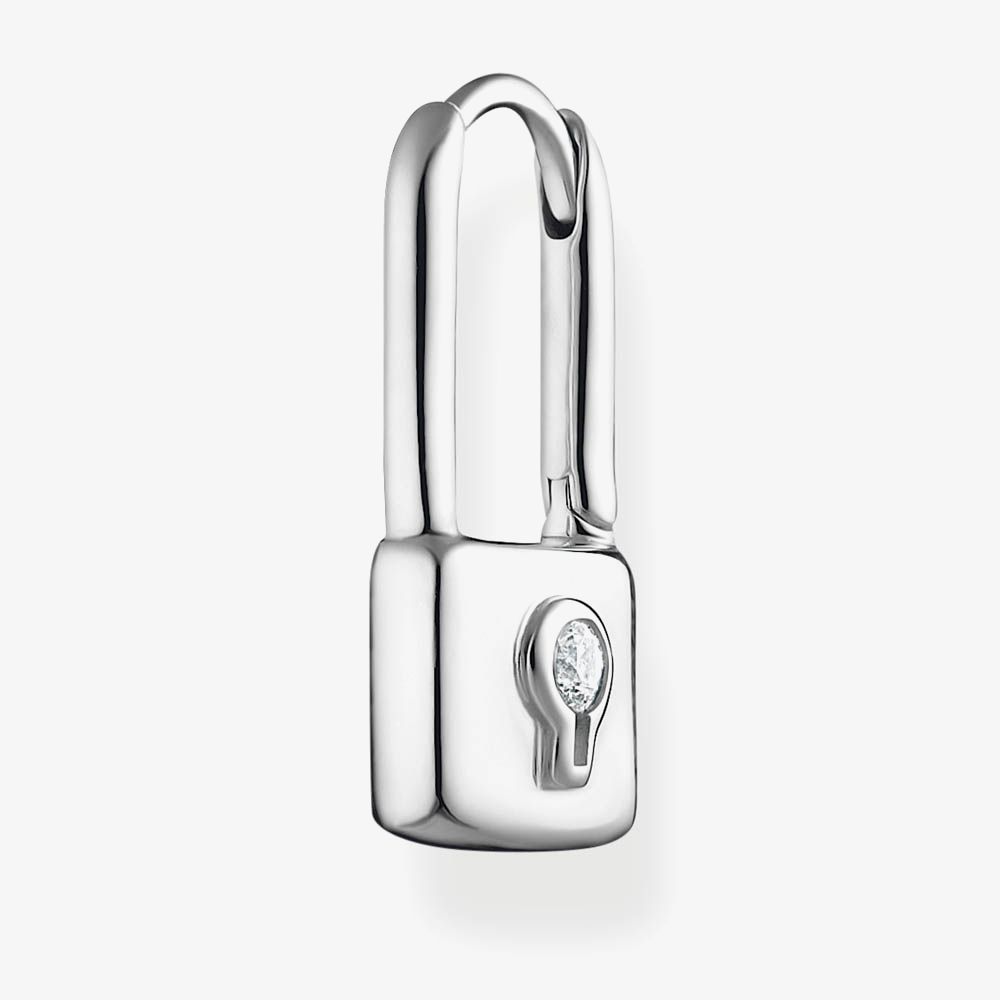 Thomas Sabo Sterling Silver Single Love Lock Earring With White Zirconia Stones CR679-051-14