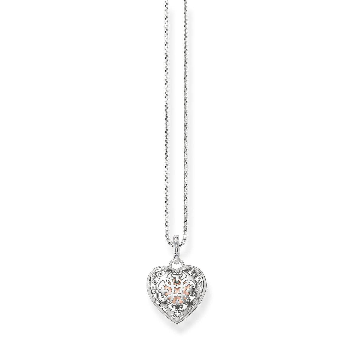 Thomas Sabo Sterling Silver Heart Locket with Rose Gold Plated Heart Necklace  PE704-415-12