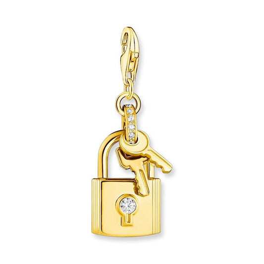 Thomas Sabo Charm Pendant Lock With Key Sterling Silver Gold Plated 1876-414-14