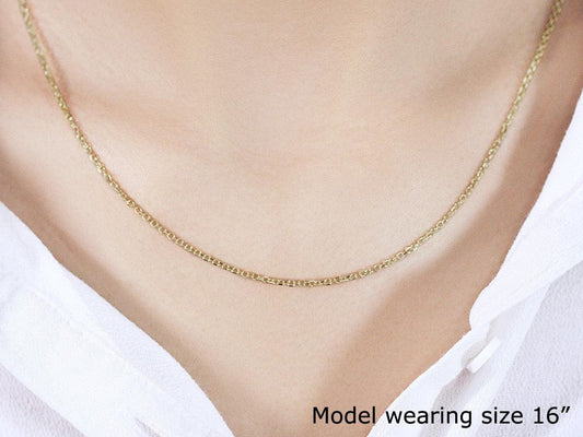 18k Yellow Gold Diamond Cut Cable Link Chain 1 mm  206060