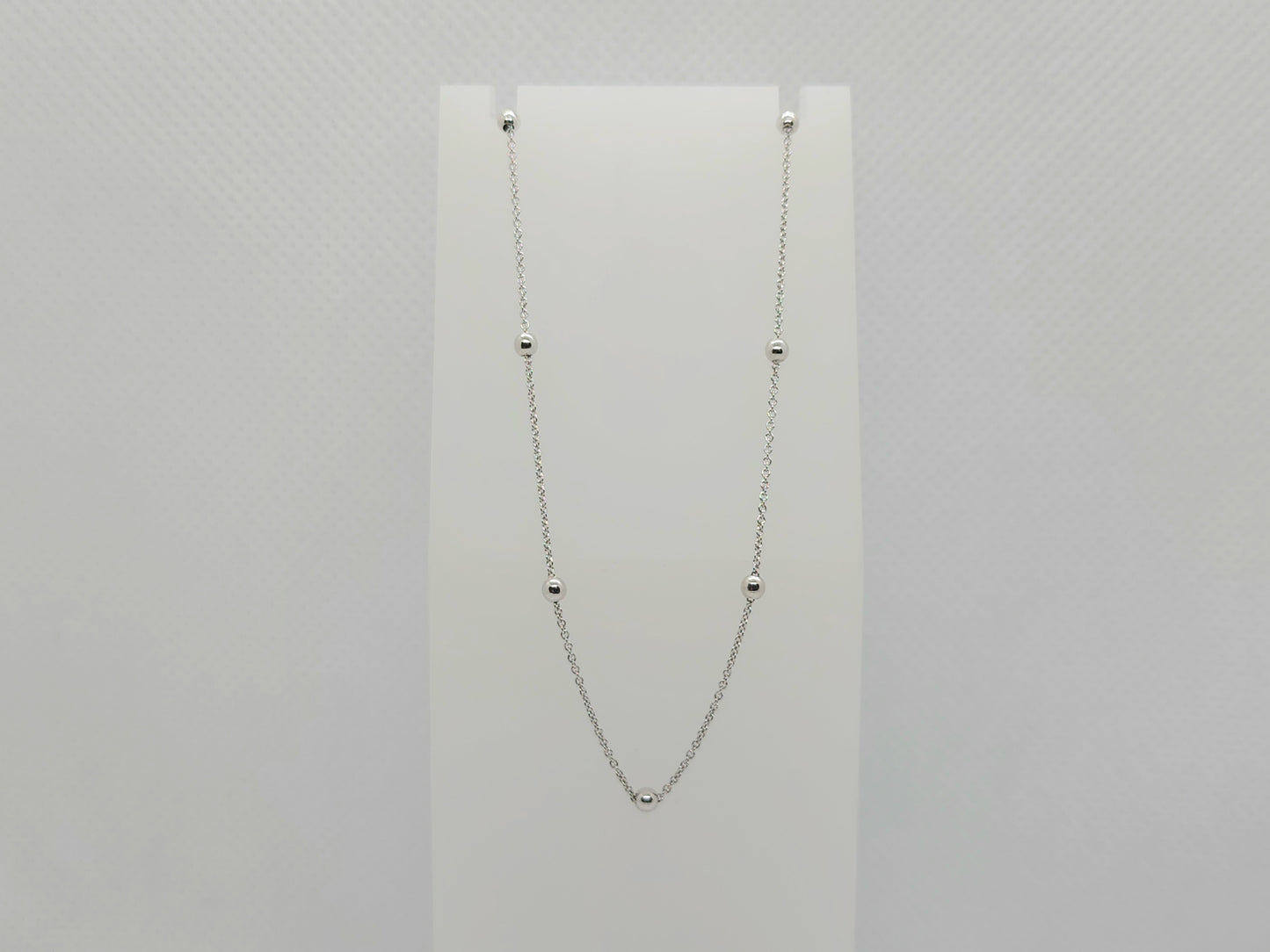 10k white gold beads and cable chain 18142