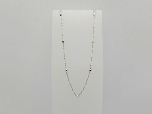 10k white gold beads and cable chain 18142