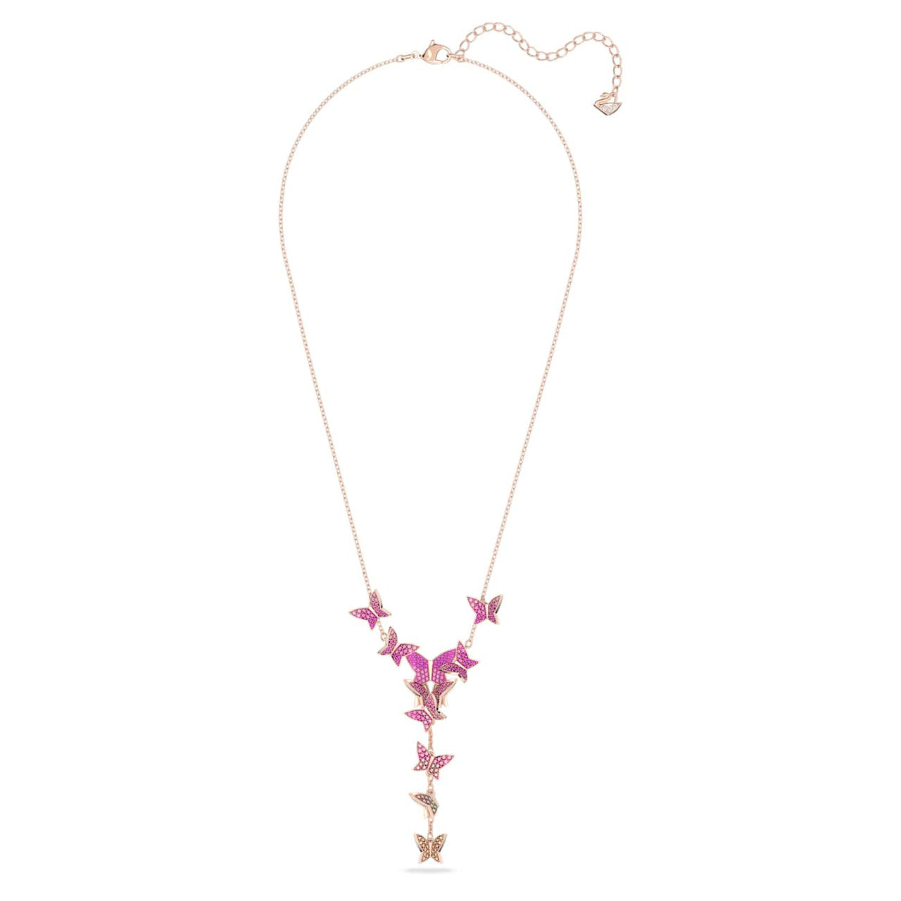 Swarovski Lilia Y necklace Butterfly, Pink, Rose gold-tone plated 5636420