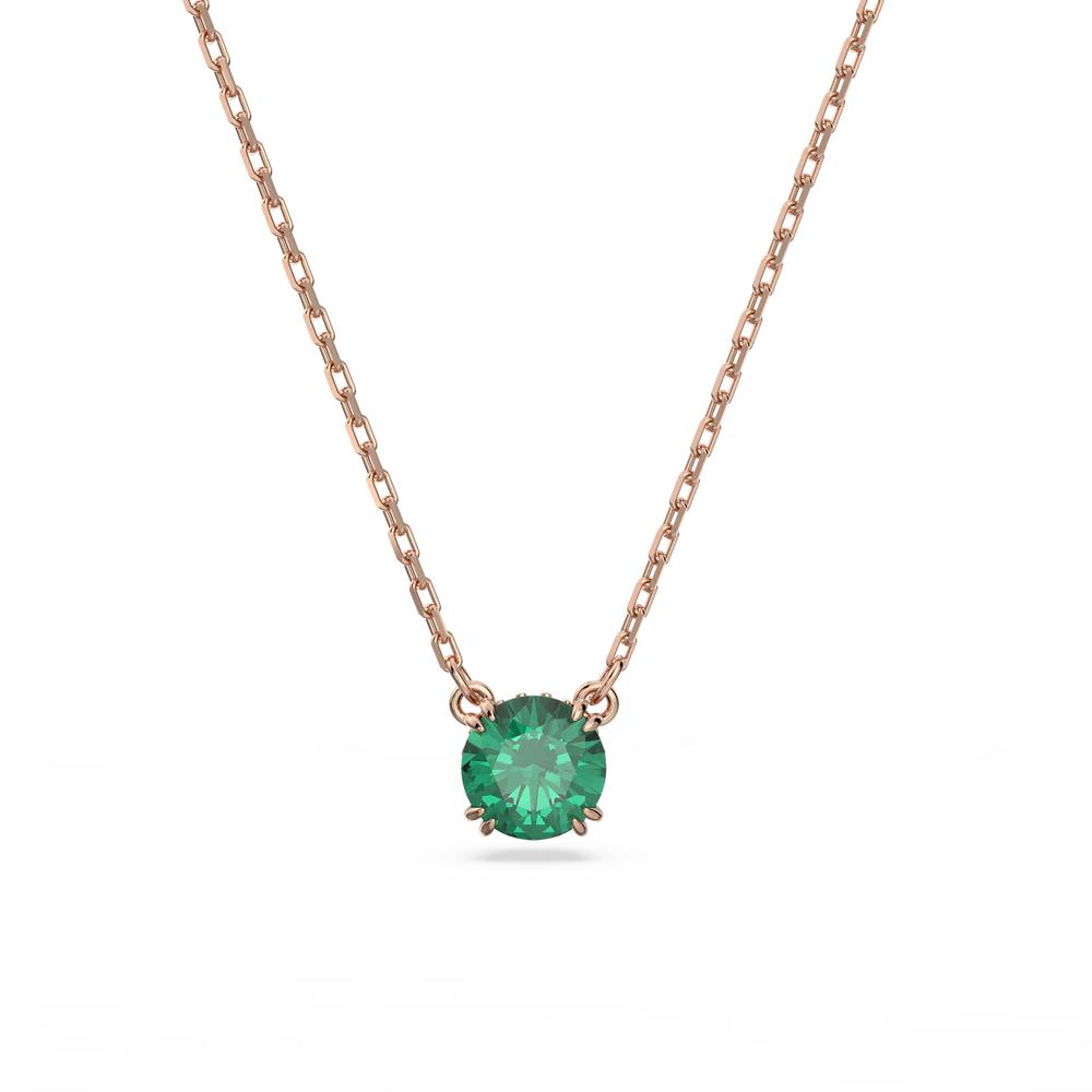 Swarovski Constella Pendant, Round Cut, Green, Rose Gold-Tone Plated 5639753