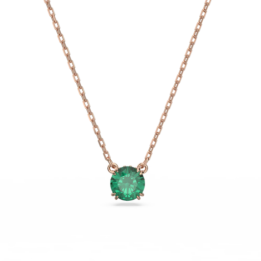 Swarovski Constella Pendant, Round Cut, Green, Rose Gold-Tone Plated 5639753