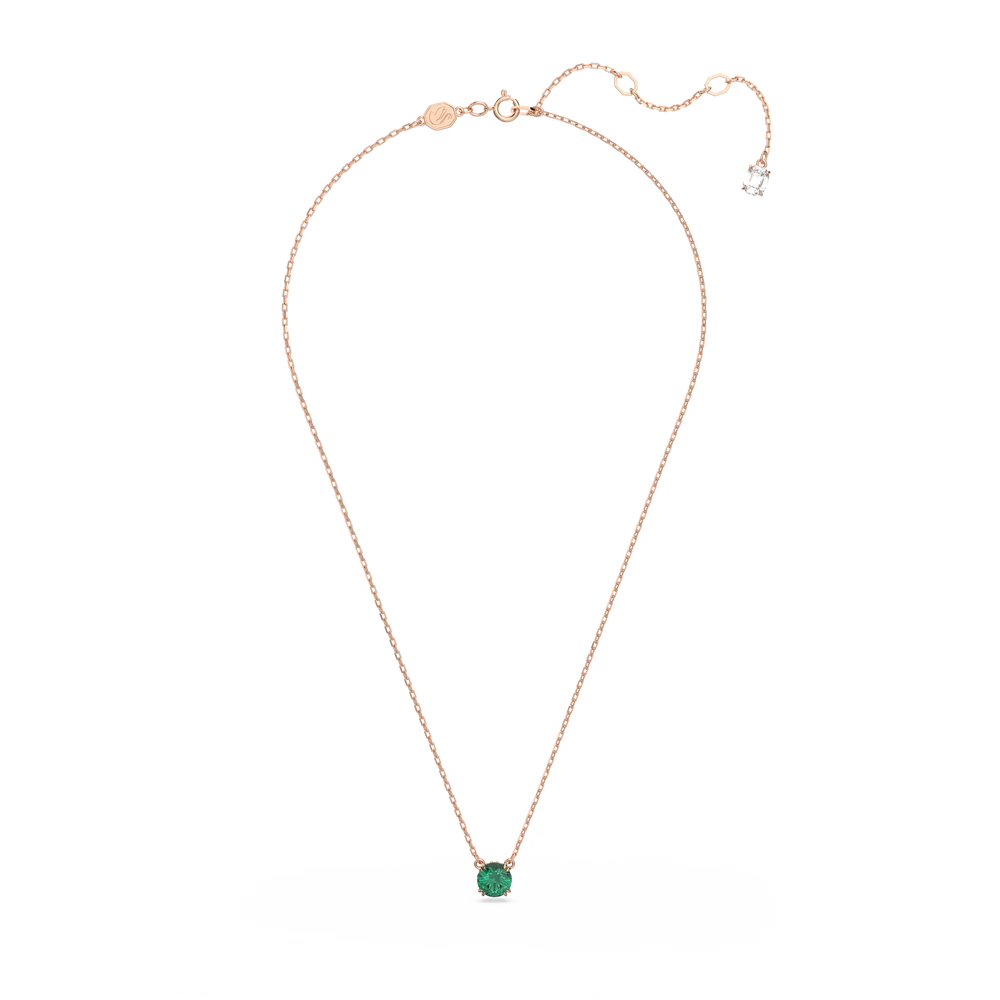 Swarovski Constella Pendant, Round Cut, Green, Rose Gold-Tone Plated 5639753