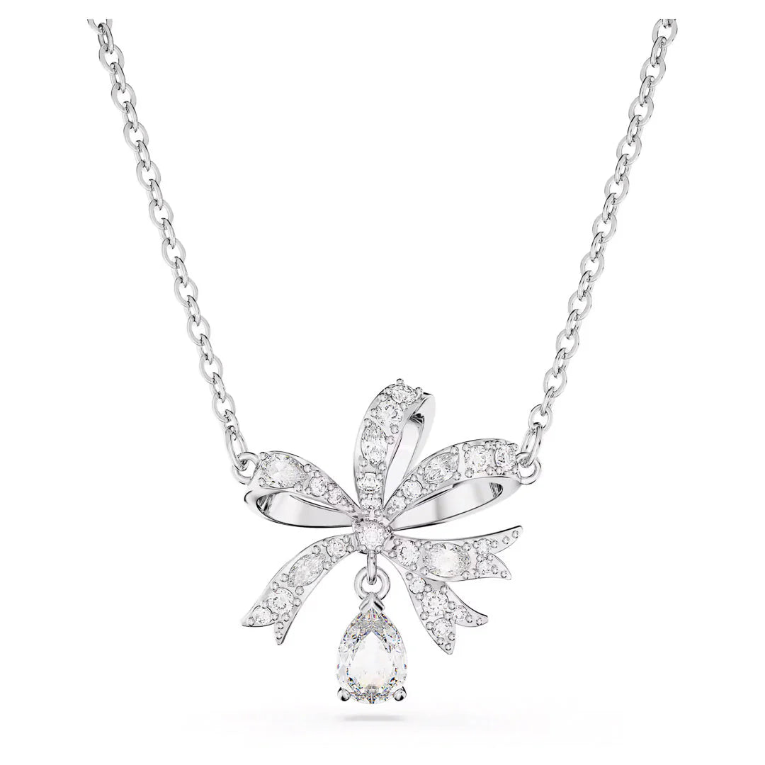 Swarovski Hyperbola necklace Bow, Small, White, Rhodium plated 5647583