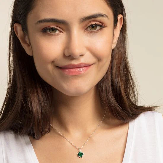 Thomas Sabo Silver Riviera Colours Green Cloverleaf Necklace KE1761-475-6-L45V