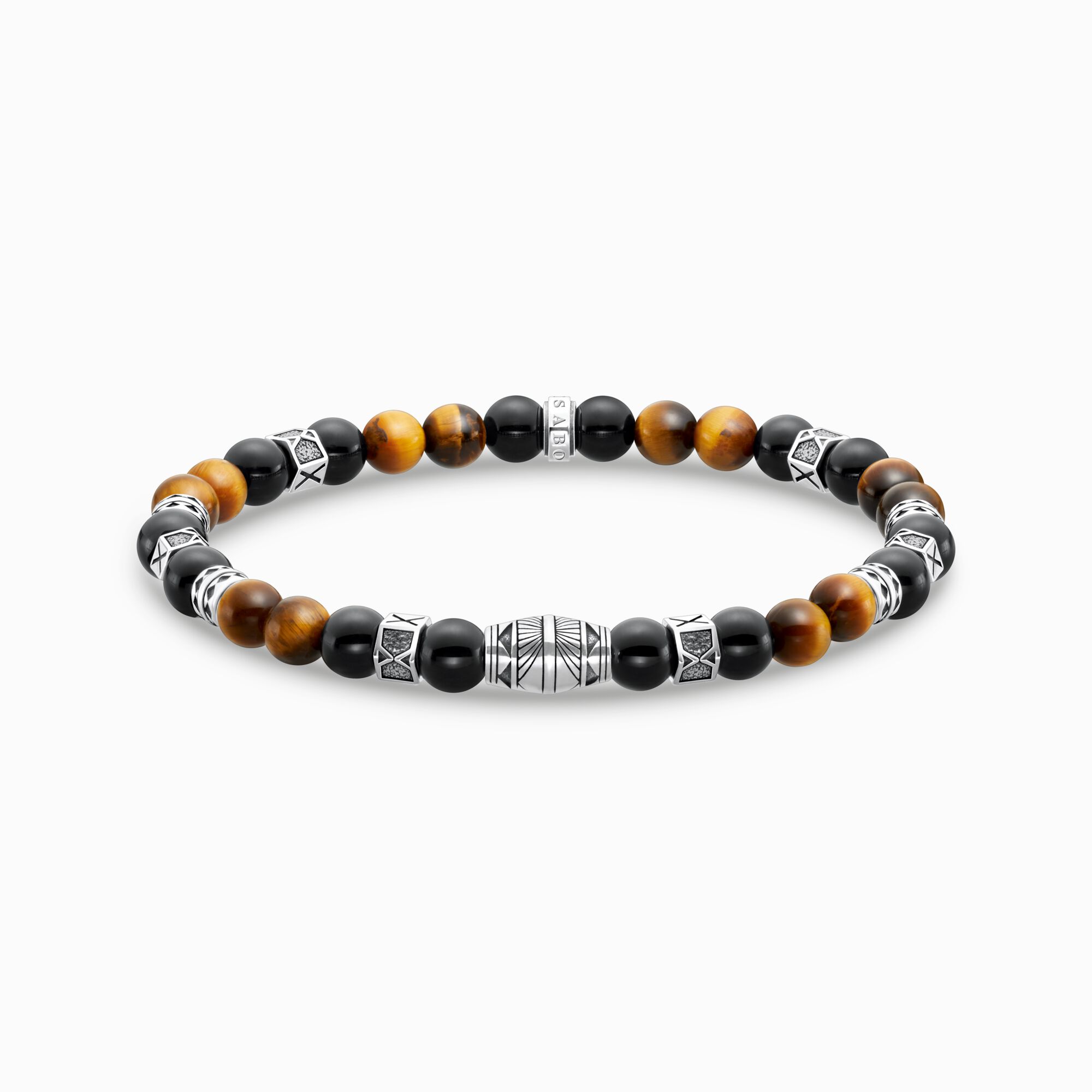 Thomas Sabo Bracelet With Black Onyx Beads And Tiger's Eye Beads