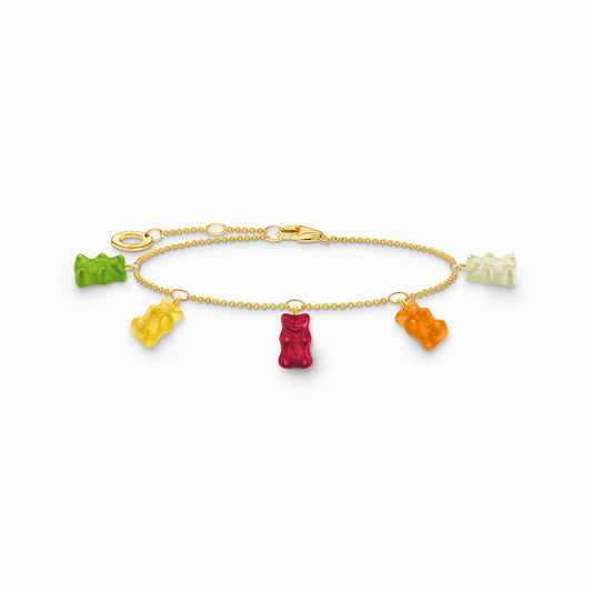 Thomas Sabo HARIBO Silver Gold-plated Bracelet with 5 Colourful Goldbears A2152-413-7