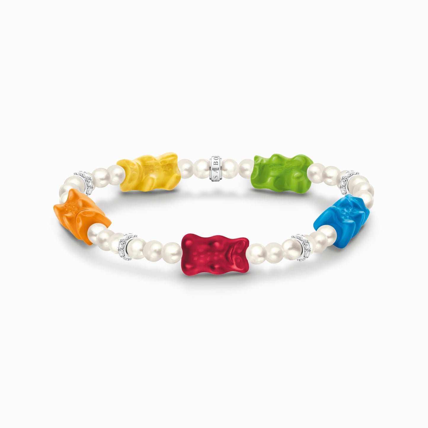 Thomas Sabo HARIBO Silver Pearl Bracelet with 5 Colourful Goldbears A2153-052-7-L17