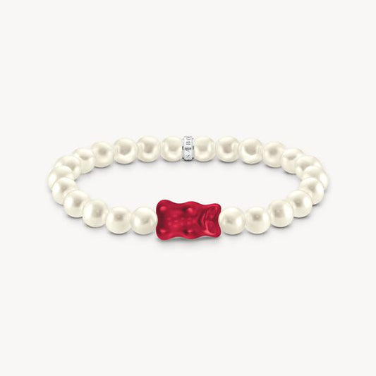 Thomas Sabo HARIBO Silver Pearl Bracelet with Red goldbears A2154-017-10