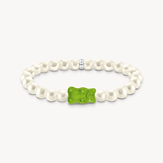 Thomas Sabo HARIBO Silver Pearl Bracelet with Green goldbears A2154-017-6