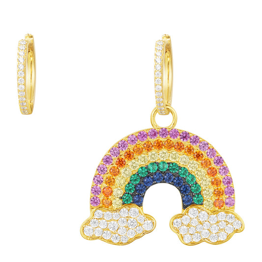 APM WONDERLAND Asymmetric Colorful Rainbow Earrings Silver Gold-Plated AE11269MY