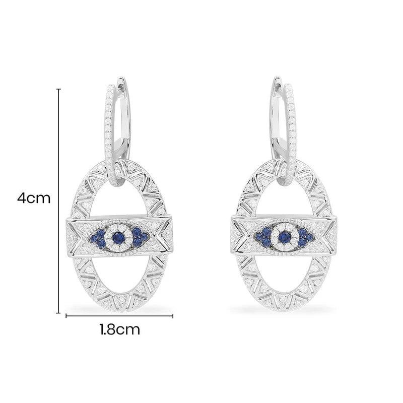 APM Symbole Lucky Eye Maille Marine Earrings - White Silver AE13058XKB