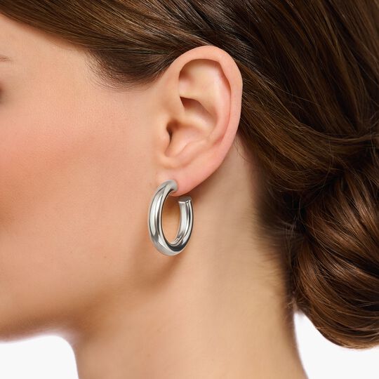 Thomas Sabo Sterling Silver Medium Chunky Hoop Earrings CR636-001-21