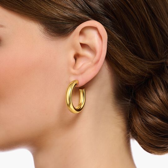 Thomas Sabo Sterling Silver Gold-Plated Medium Chunky Hoop Earrings CR636-413-39
