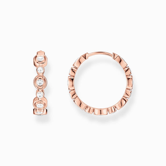 Thomas Sabo Hoop Earrings Circles With White Stones Rose Gold Plated CR714-416-14