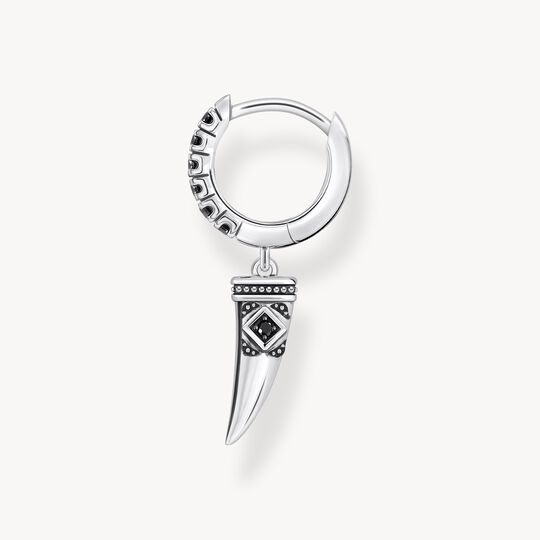 Thomas Sabo Sterling Silver Blackened Single Hoop Earring with Wolf's Tooth & Stones CR725-643-11